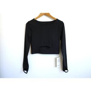 LULULEMON Align Long Sleeve Cutout Crop Top Thumb Holes Black 10 L NWT $78